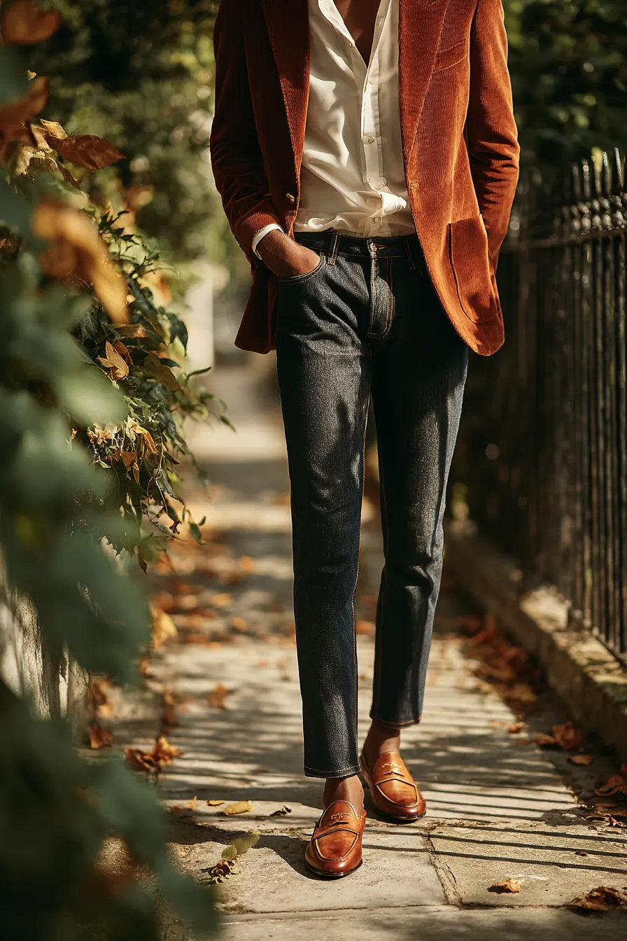 bootcut jeans fall outfit for women over 40 with blazer and pointed-toe flats