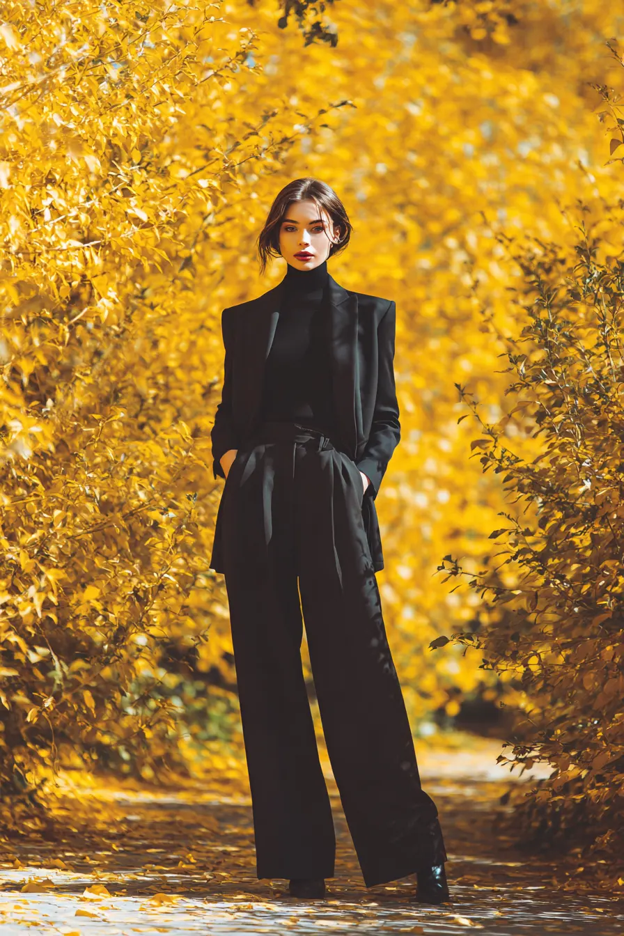 well-styled woman over 40 demonstrating polished fall outfit with correct proportions